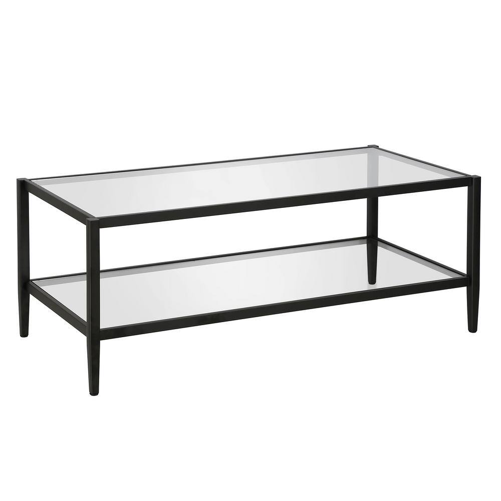 Wilda Rectangular Blackened Bronze Metal & Glass Coffee Table