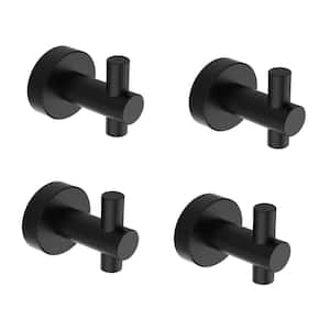 Wall Mounted Round Bathroom Robe Hook and Towel Hook in Black (4-Pack Combo)