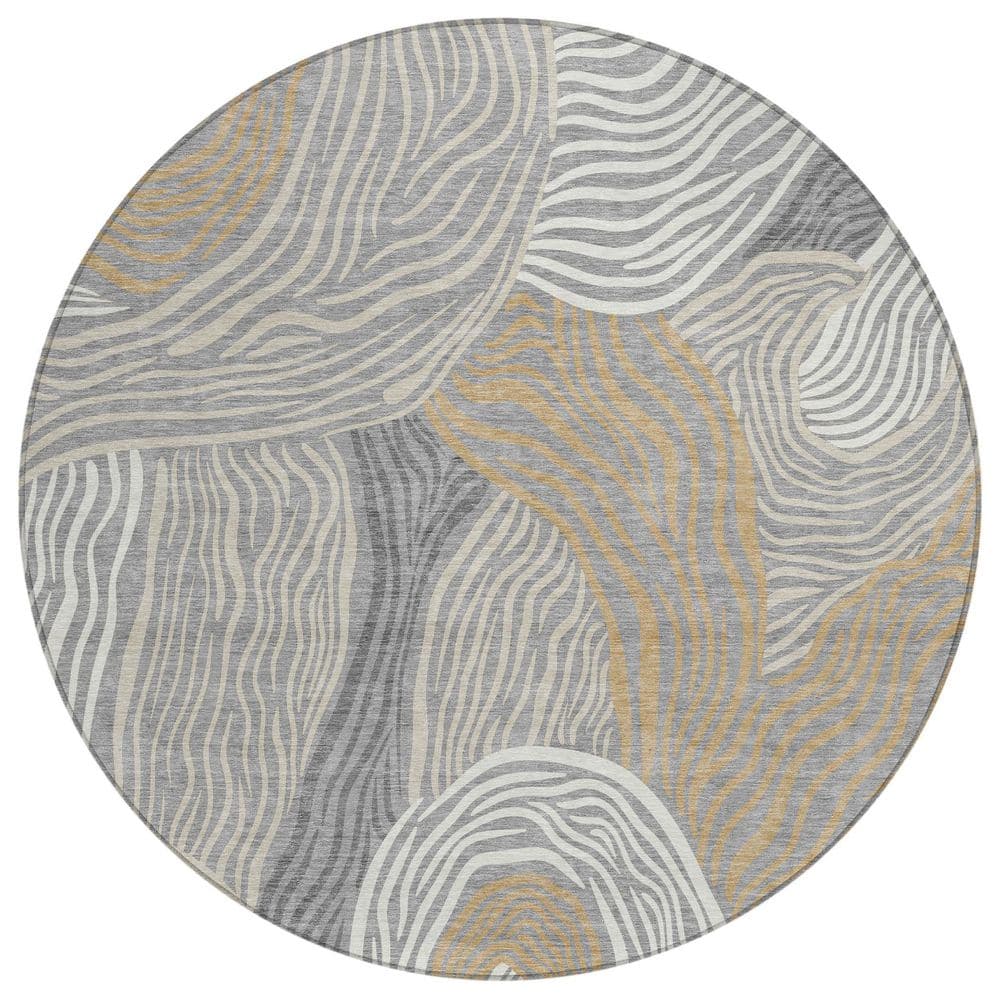 Chantille Machine Washable Indoor/Outdoor Abstract ACN2603 Gray 8 ft. x 8 ft. Round Rug price history on PriceWatchPro