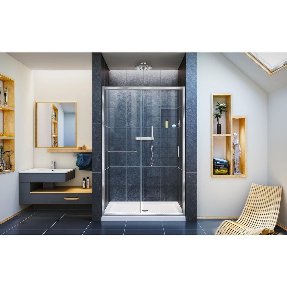 Infinity-Z 60'' Distressed Bronze Frameless Sliding Shower Door