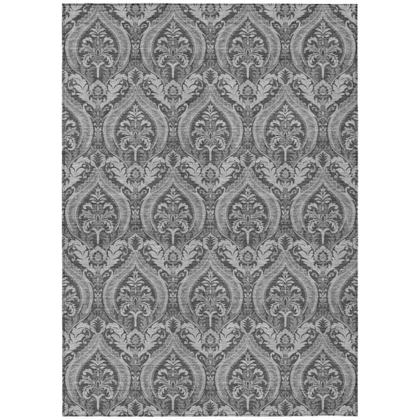 Gray 10 ft. x 14 ft. Woven Trellis Rectangle Indoor/Outdoor Area Rug