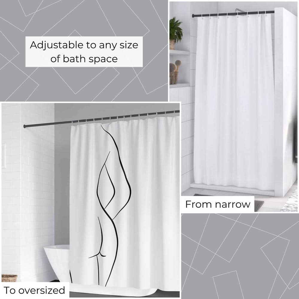 Adjustable Black Stainless Steel Tension Shower Curtain Rod