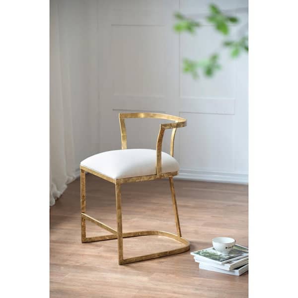 A & B Home Cavendish Gold and White Iron Chair DF43116-DS