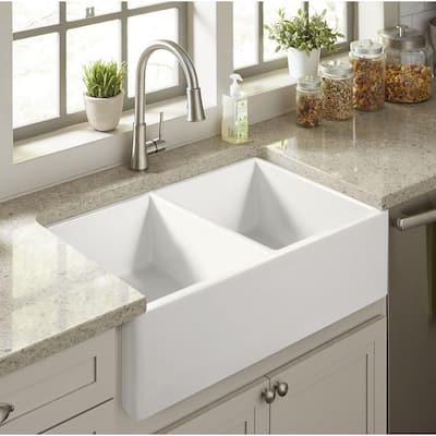 Semi-Recessed Apron-Front Kitchen Sink with Towel Bar - Strictly Sinks