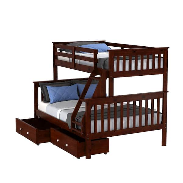 Donco Kids Dark Cappuccino Brown Pine, Simmons Twin Over Full Bunk Bed