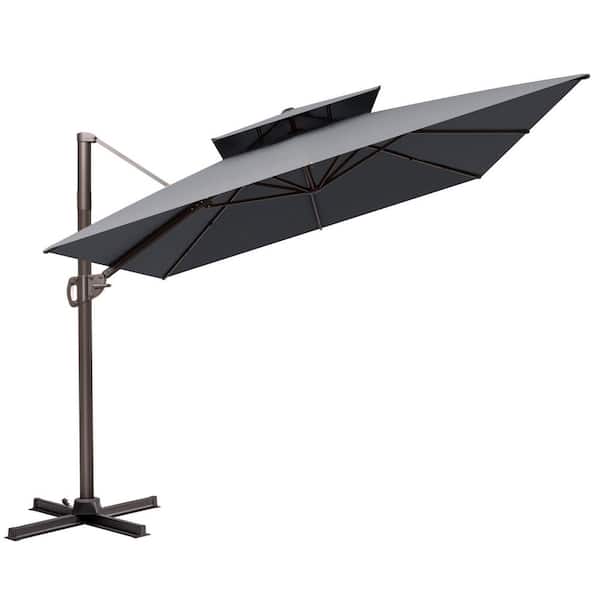 15 foot umbrella patio Garvee 15' Rectangular Patio Umbrella with Solar Lights, Double-Sided, Alloy Steel Pole, Waterproof Polyester, Poolside Garden