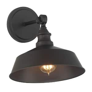 Meridian 10 in. W x 10 in. H 1-Light Oil Rubbed Bronze Wall Sconce with Adjustable Metal Shade