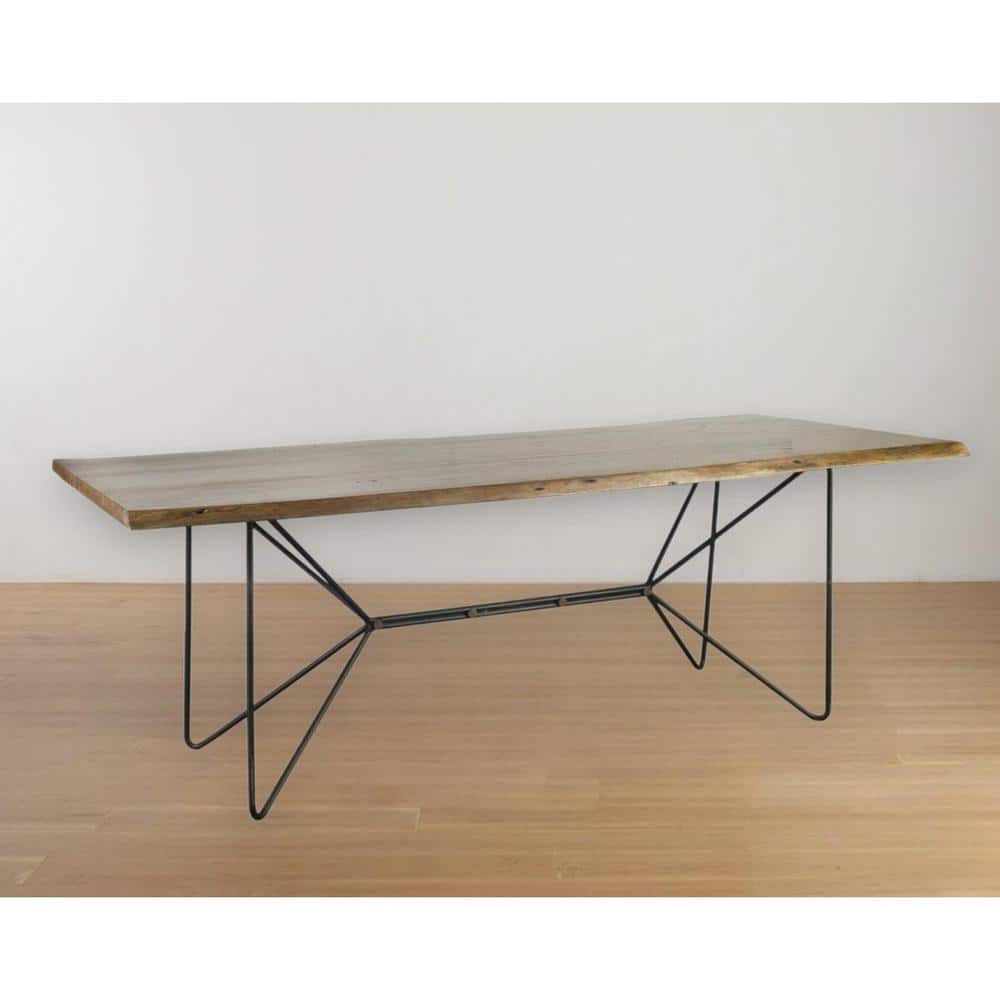 Natural Wood 84 in. Trestle Dining Table Seats 6