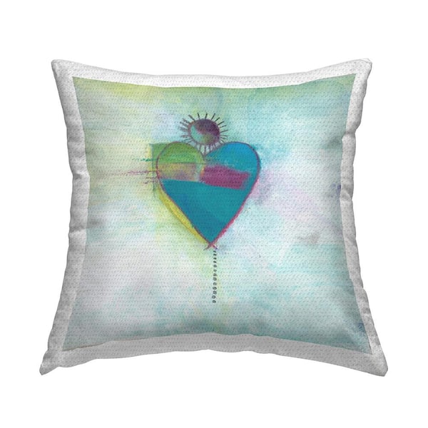 Stupell Industries Heart Sun Rays Shapes Blue Square Outdoor Throw Pillow