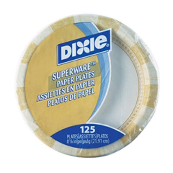 DIXIE 8-1/2 in. Coated Paper Plates, Sage Design, Round, Heavyweight, 125/Pack