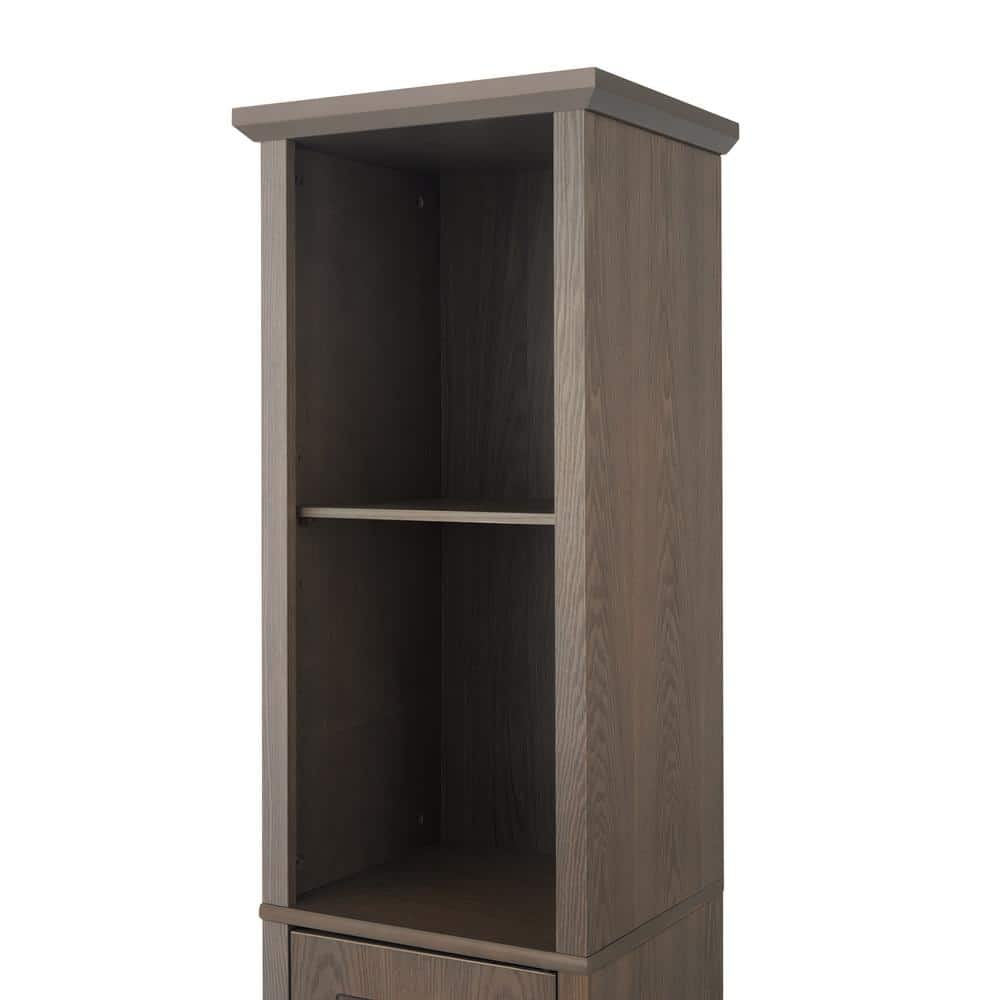 Modern Farmhouse Black Wooden Linen Tower with Adjustable Shelving
