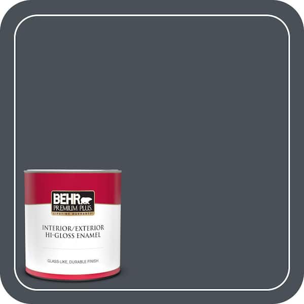BEHR PREMIUM PLUS 1 qt. #T15-2 Seared Gray Hi-Gloss Enamel Interior/Exterior Paint & Primer