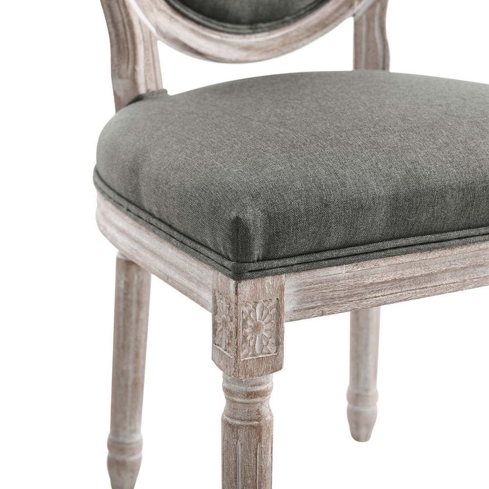Emanate Vintage French Natural Gray Velvet Upholstered Side Chair