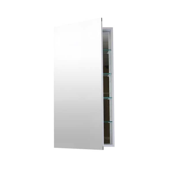 Flawless 16 in. W x 40 in. H x 4 in. D Frameless Aluminum Recessed or Surface-Mount Bathroom Medicine Cabinet