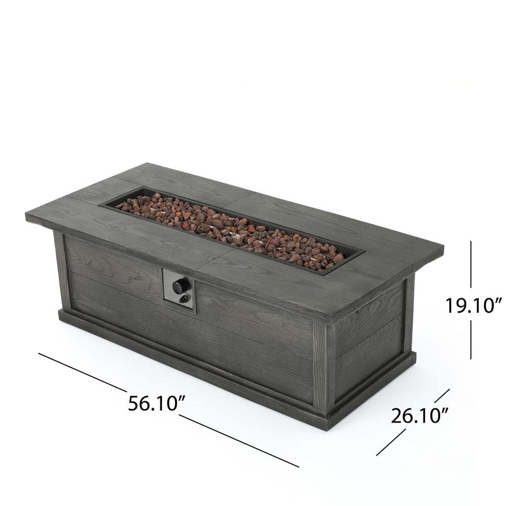 56" Gray Woodgrain Propane Fire Pit Table