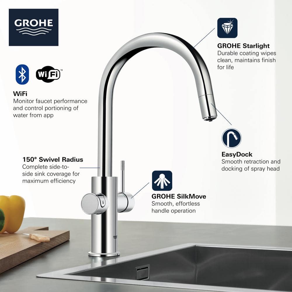 Modern 16" Stainless Steel Pull-Out Spray Kitchen Faucet