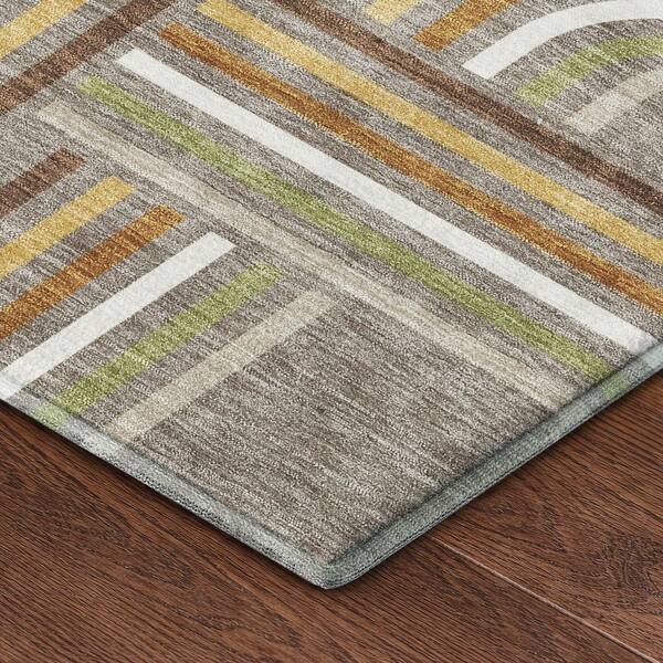 Mayfield Premium Machine Washable Abstract AMF2535 Taupe 2 ft. x 3 ft. Accent Rug