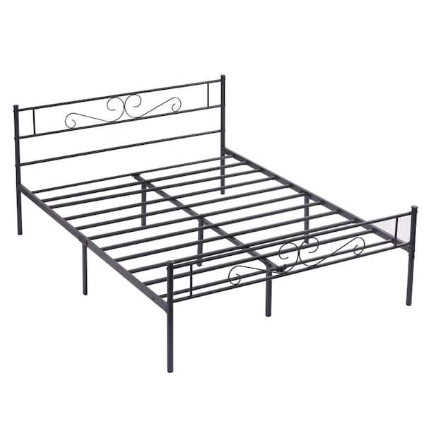 VECELO Queen Size Bed Frame with Headboard and Footboard, No Box 