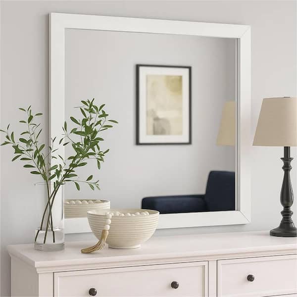 Dex White 1 in. W x 39.5 in. H Modern Rectangle Melamine Wood Framed Dresser Mirror