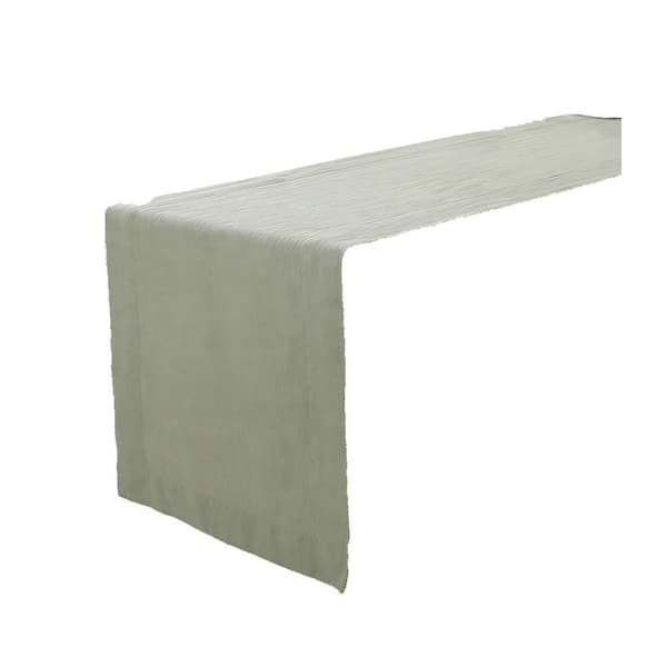 14 in. W x 120 in. L Green Solid Linen Table Runner