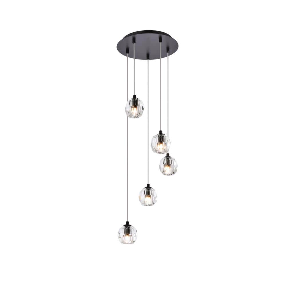 Timeless Home 11.8 in. 5-Light Black Pendant Light
