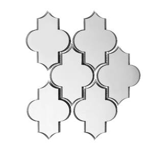 Reflections Silver Small Lantern Arabesque Mosaic 4 in. x 6 in. Glass Mirror Mesh Mounted Wall Tile (0.51 Sq. ft.)