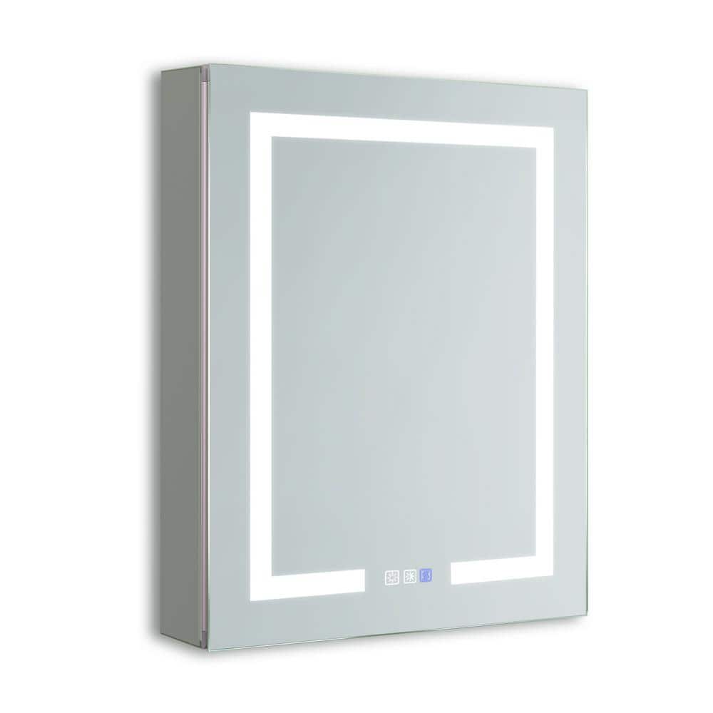 24 in. W x 30 in. H Rectangular Sliver Aluminum Medicine Cabinet with Mirro