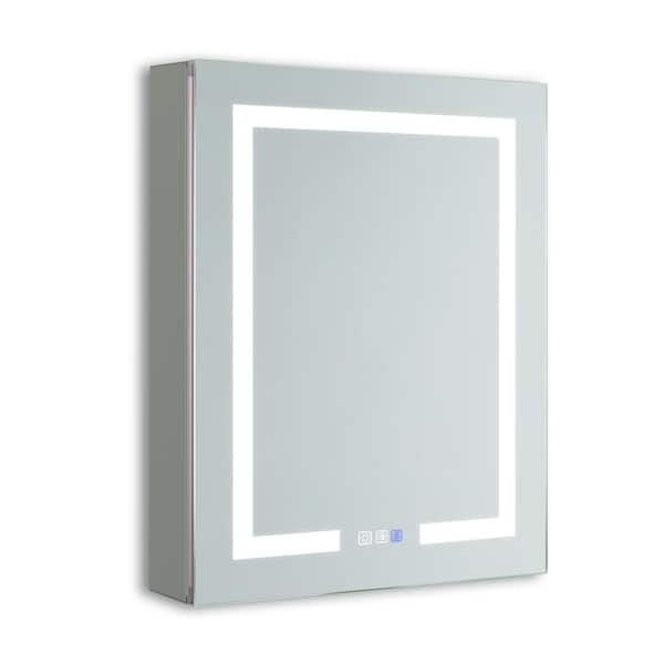 Unbranded 24 in. W x 30 in. H Rectangular Sliver Aluminum Medicine Cabinet with Mirror