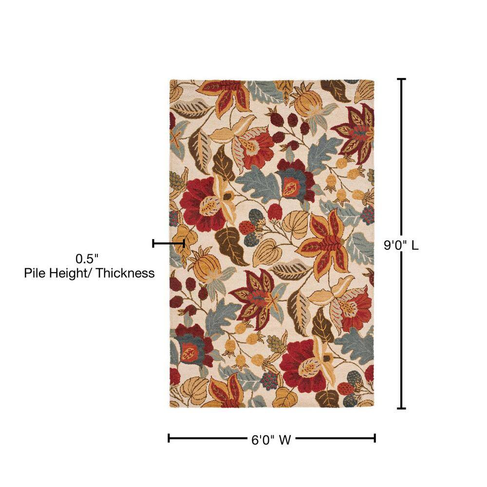 Elysian Ivory & Multicolor Floral Hand-Tufted Wool Rug - 6' x 9'