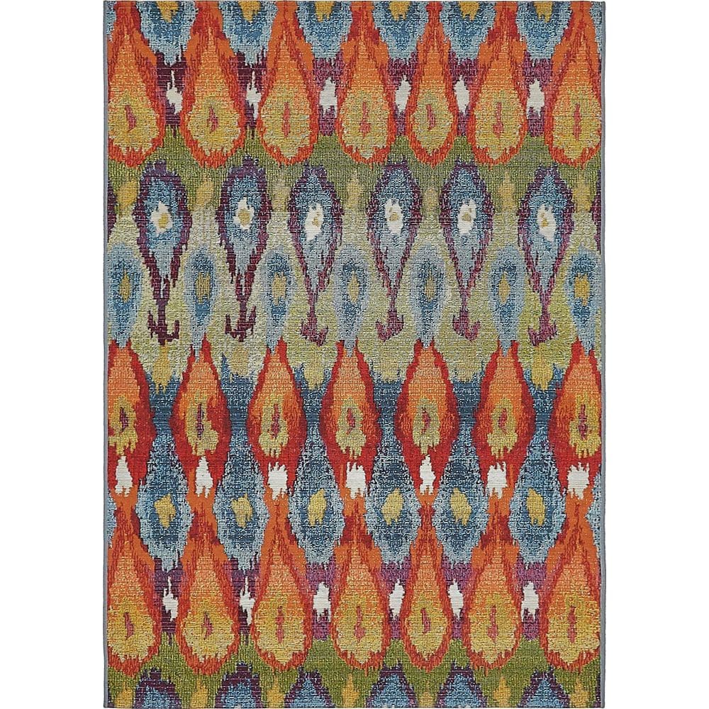 Colorful Ikat 4' x 6' Synthetic Outdoor Rug