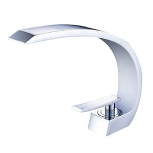 Modern Single Handle Single Hole Bathroom Faucet in Brushed Nickel