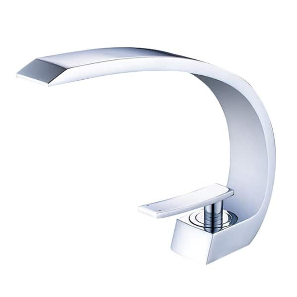 Modern Single Handle Single Hole Bathroom Faucet in Brushed Nickel