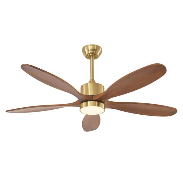 52 in. Gold Quiet Reversible DC Motor Ceiling Fan with Remote Control, Adjust Height 3-Color Temperature