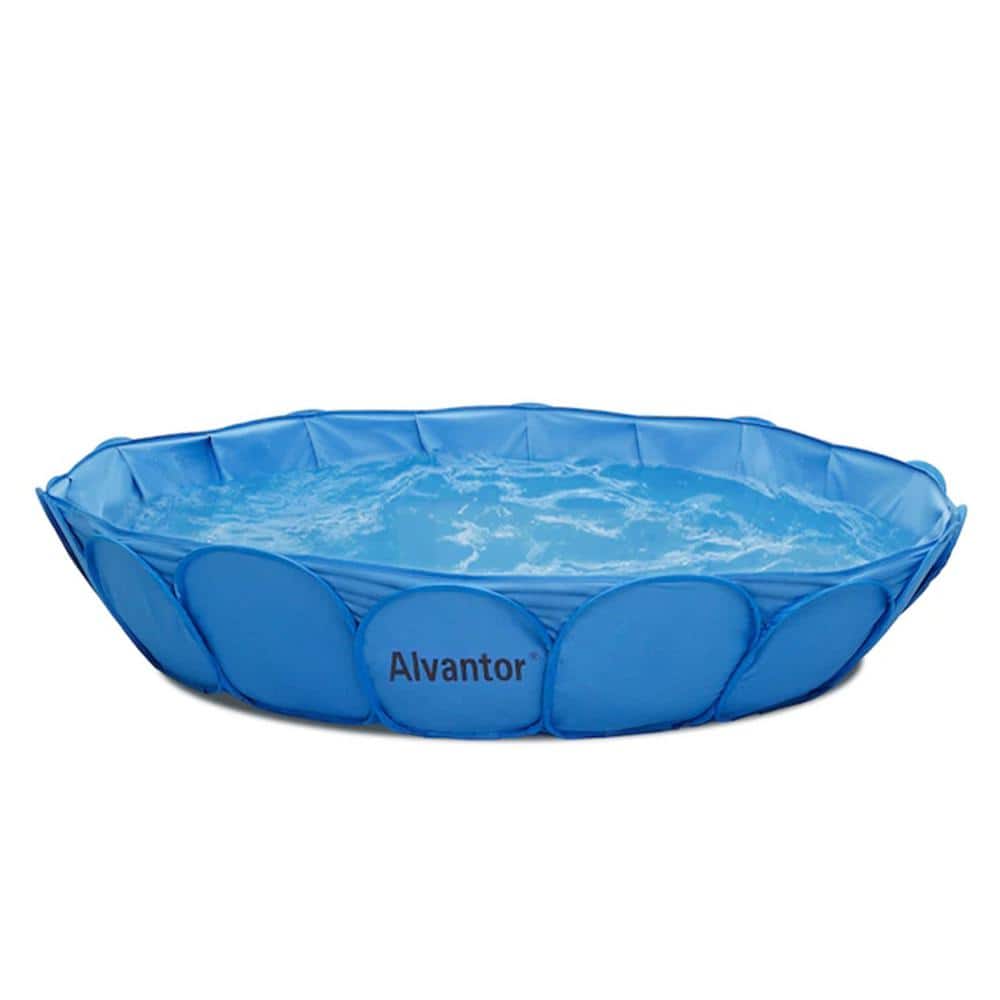 Alvantor 63 in. x 63 in. x 12 in. Foldable & Portable Indoor Outdoor Pet Swimming Pool, Bathing Tub, Shower Spa, Kiddie Pool, Blue -  2003L