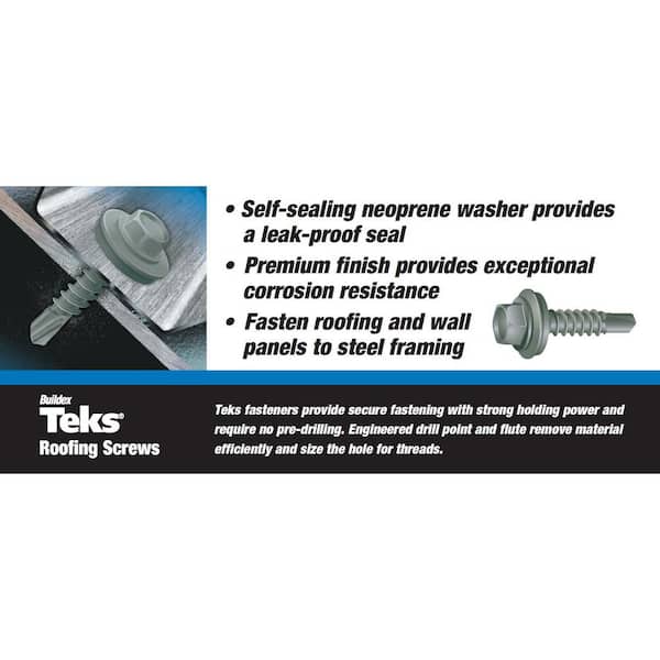 Teks - #12 x 3/4 in. External Hex Washer Head Self Drilling Drill Point Roofing Screw (90-Pack)