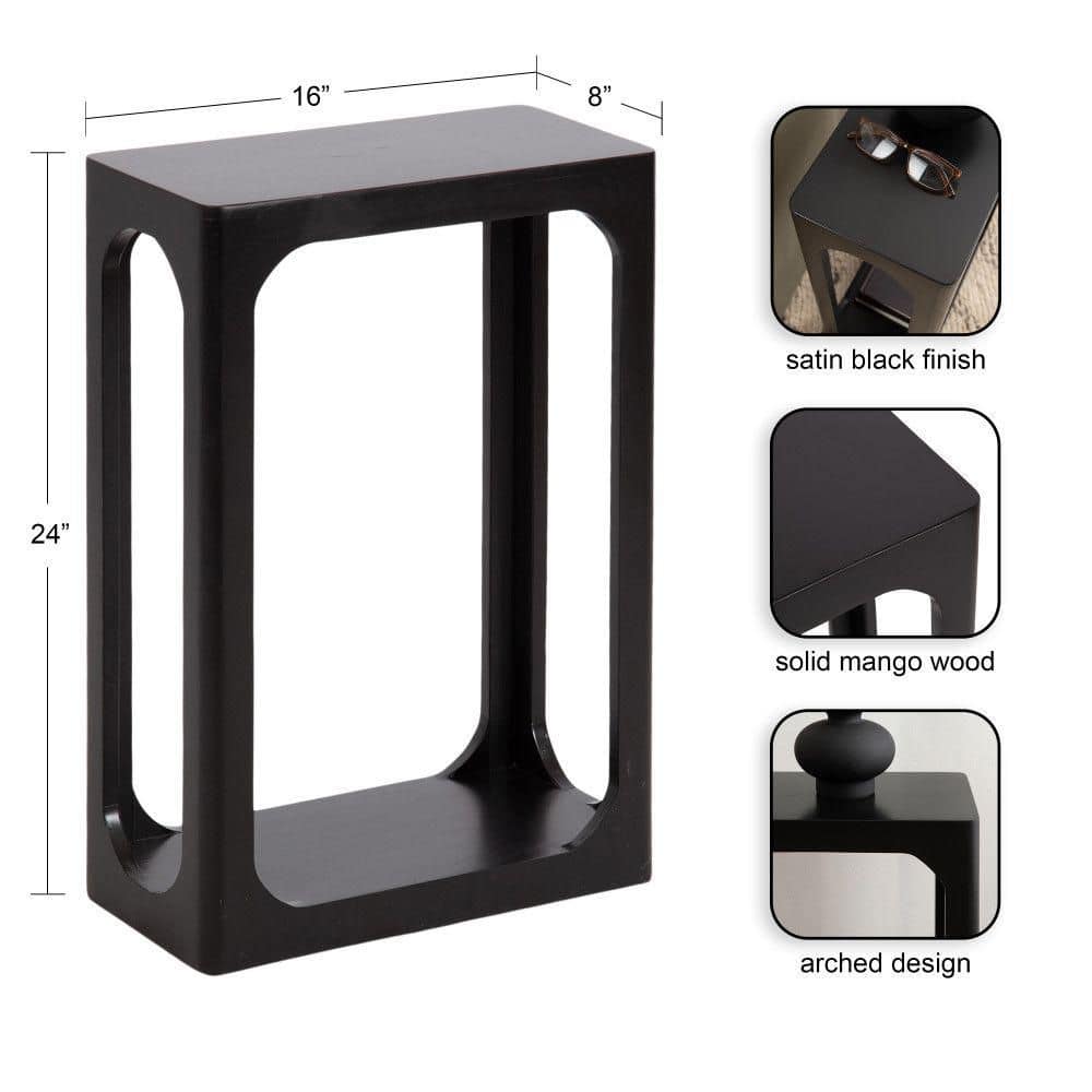 Dahl 16 in. Black Rectangle Solid Wood End Table - thumbnail 5