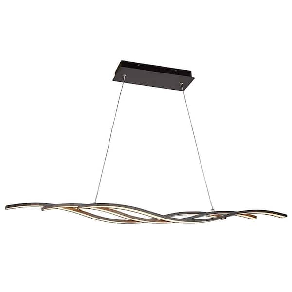 Unbranded 52-Watt Integrated LED Black Linear Wave Pendant