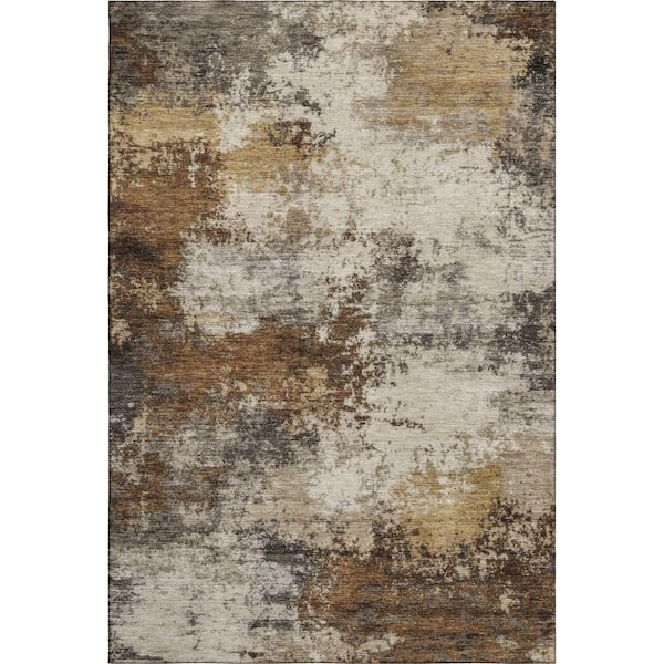 Mayfield Premium Machine Washable Abstract AMF2064 Brown 8 ft. x 10 ft. Area Rug