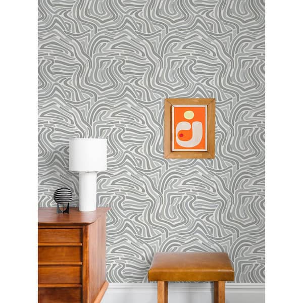 Grey Spirited Vinyl Peel and Stick Wallpaper