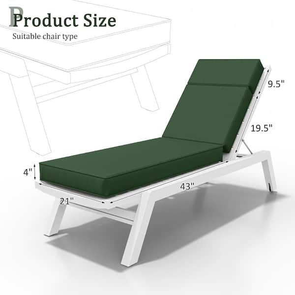 71 in. x 21 in. x 4 in. (2-Pack) Outdoor Water-Resistant Replacement Chaise Lounge Seat Cushion Green