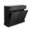 Puluomis 39.4 in. W x 11.8 in. D x 35.4 in. H in Black MDF Assemble Kitchen Cabinet with Drawer Recycling Trash Cabinet HD-KA005BK