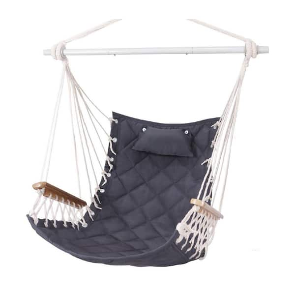 4 ft. Chair Hanging Swing Hammock with Stand in Grey