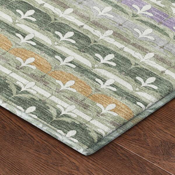 Mayfield Premium Machine Washable Abstract AMF2479 Basil 10 ft. x 14 ft. Area Rug
