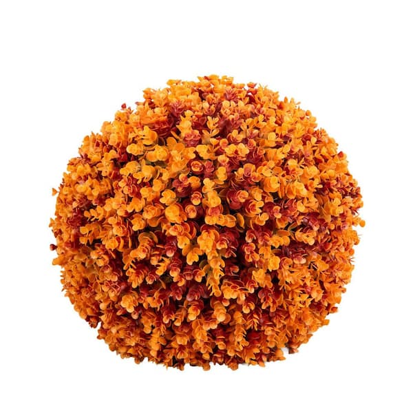 17 in. Artificial UV Resistant Autumn Eucalyptus Ball Hedge Panel (Indoor/Outdoor)