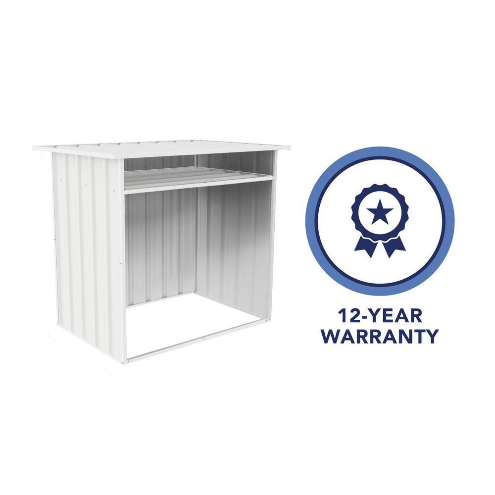 Surfmist White Metal Storage Shed with Shelving