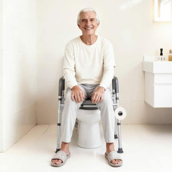 Raised Toilet Seat with Arms, 400 lbs. Load Capacity, Adjustable Height and Width with Handles for Seniors