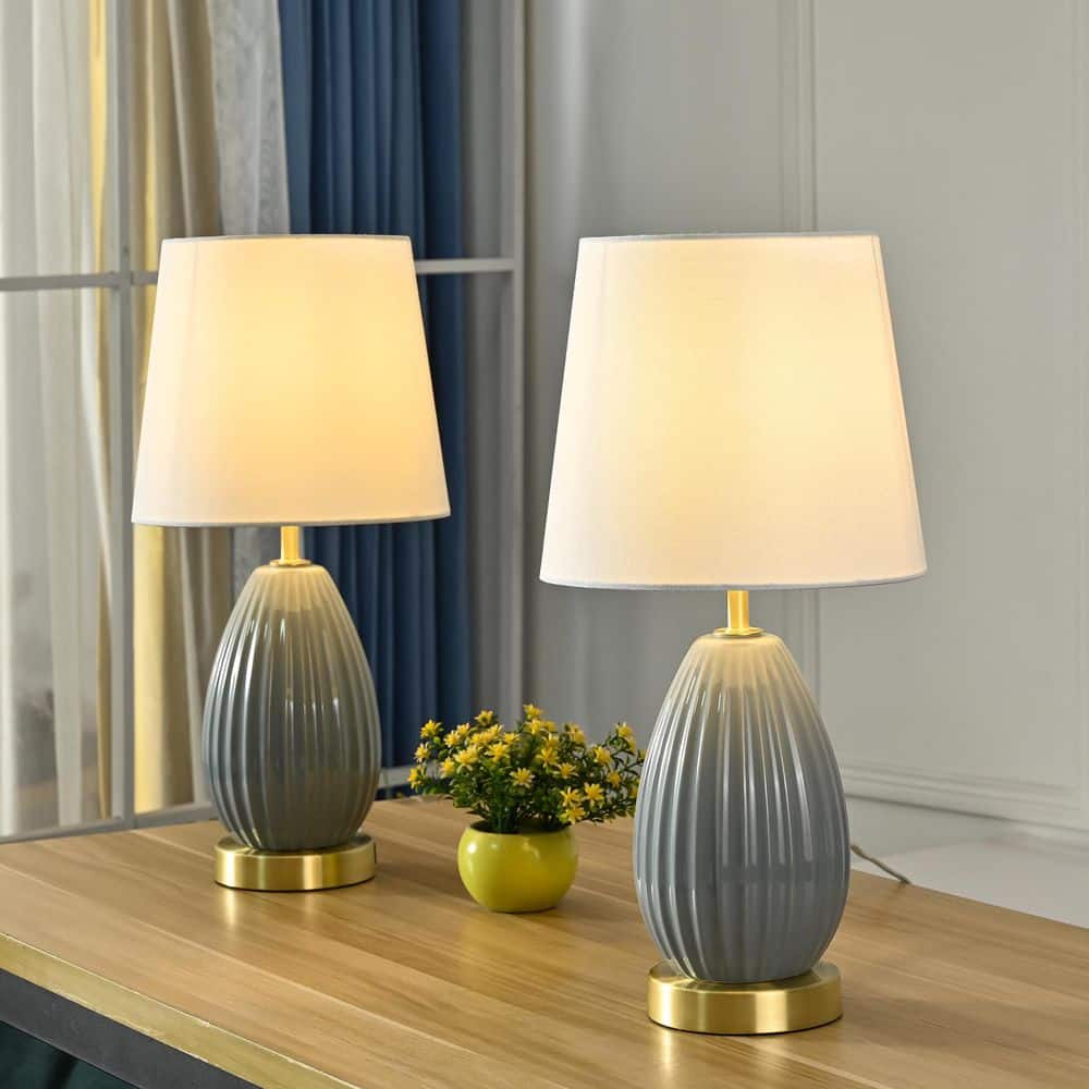 CACI Mall 18 in. Modern Blue Ceramic/Iron Table Lamp for Living
