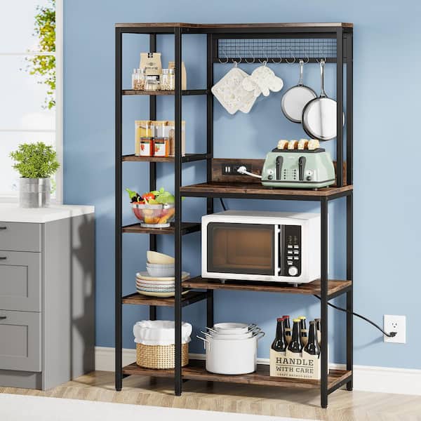 Honey-Can-Do Bakers Rack With Shelves And Hanging Storage