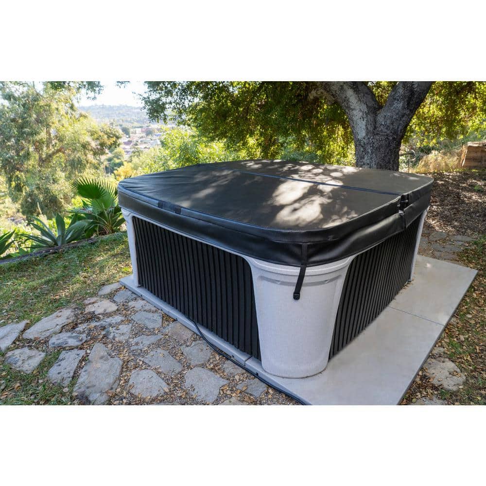 Whitestone and Black Onyx 6-Person Square Hot Tub with Jets