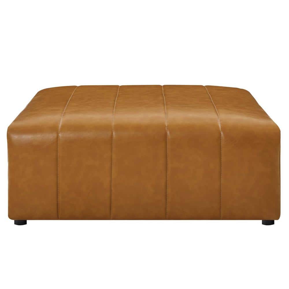 Bartlett 42'' Tan Vegan Leather Tufted Ottoman